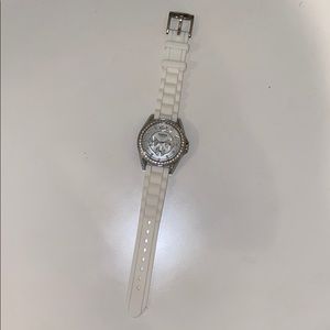 Silver Fossil watch with diamonds